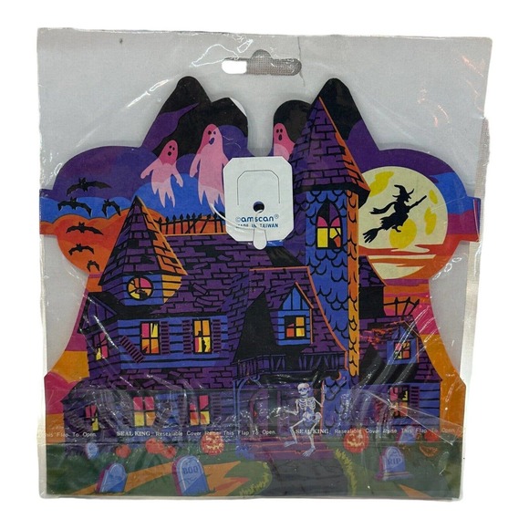 Halloween Printed Tissue Garland Amscan Haunted House NOS Taiwan VTG - Picture 2 of 3